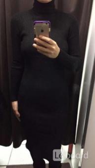 Платье новое чёрное м 46 вязаное футляр по фигуре миди шерсть разные цвета лапша чулок женское тепло
