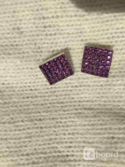 Серьги пусеты бижутерия стразы сваровски swarovski сиреневый фиолетовый кристаллы камни украшение мо